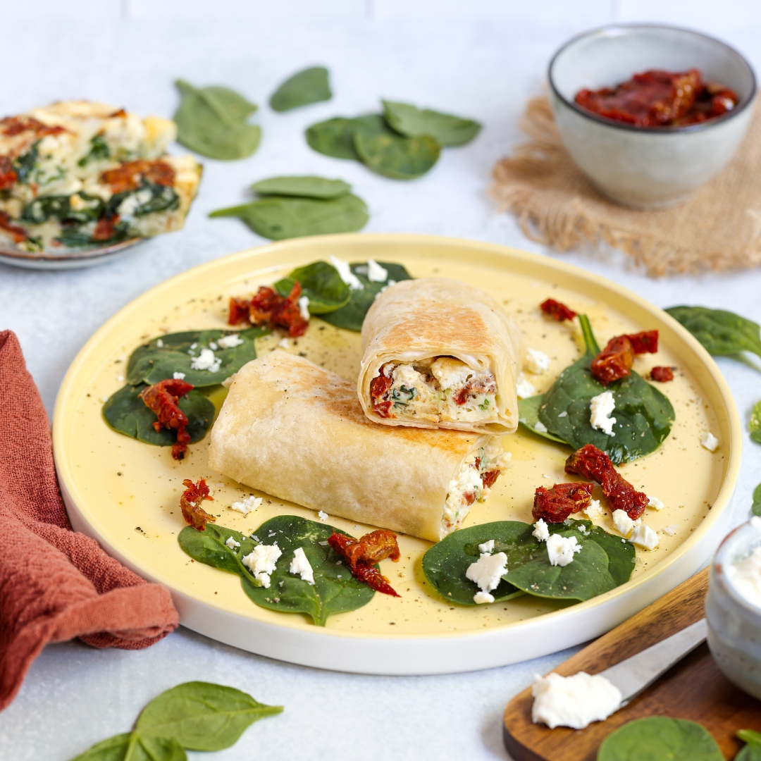 Make-Ahead Egg, Spinach & Feta Wraps